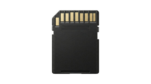 Back view of black SD memory card