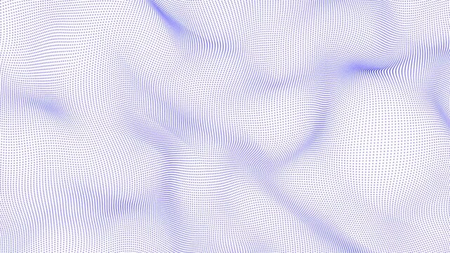 Vibrant dynamic blue dot pattern particle forming an intricate abstract wave on a white background a captivating digital artwork showcasing movement and contemporary bold design