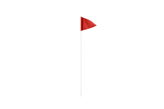 Red triangular flag on pole marking location