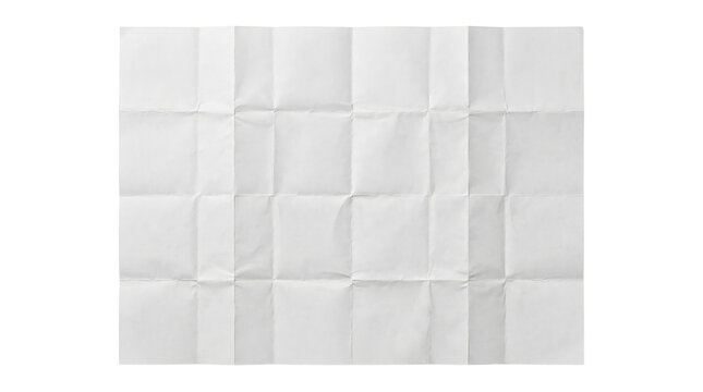 Flat lay of white folded paper sheet with creases
