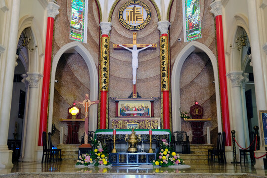 Saint Francis Xavier Church, also known as Cha Tam Church.  Built from 1900 to 1902 for the Sino-Vietnamese Catholic community in Cholon.  Ho Chi Minh city. Vietnam.