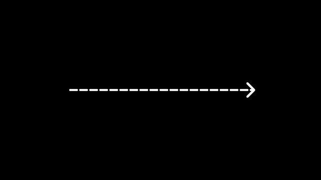 dashed right arrow loop on transparent background
