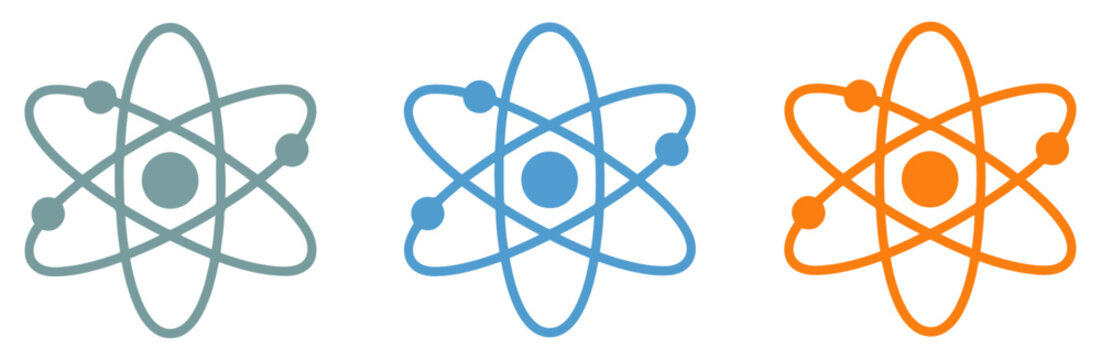 atom icon set science technology