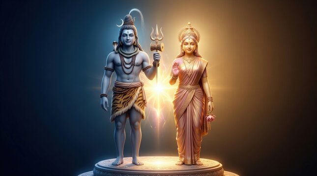 Shiva Parvati Divine Union Glowing Energy Center