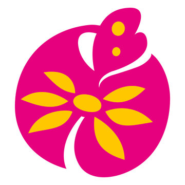 Pink flower plant icon