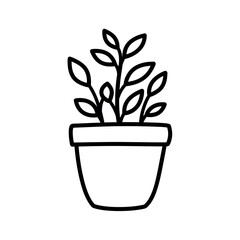Obraz premium Simple line drawing of a potted plant