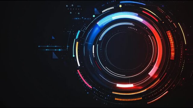Abstract  background with Colorful circle lines. Digital future technology . Abstract business connection of lines from nodes innovation of communication in the network.