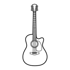 Obraz premium Sketch of an acoustic guitar a hand drawn musical instrument illustration