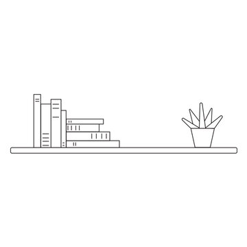 Wall bookshelf with cactus stroke