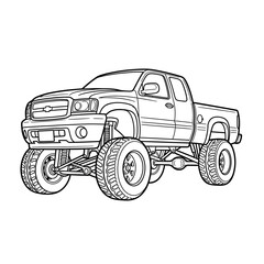 Sketch of a heavily modified off road pickup truck © rafsanwd
