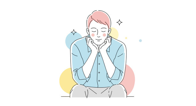 Young Woman with Hands on Face.