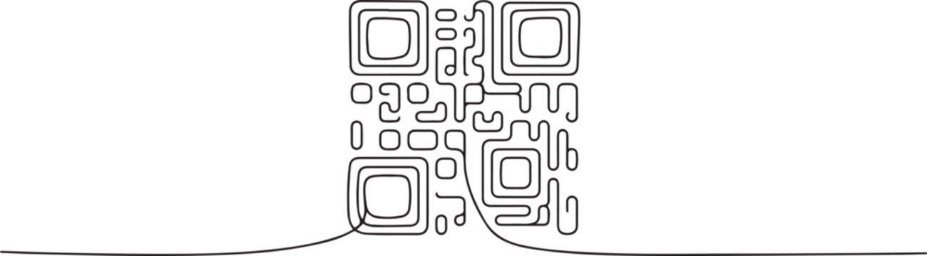 QR code sign line continuous drawing vector. One line QR code icon. one line Icon drawing