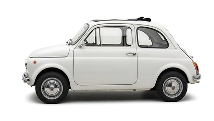 Fototapeta premium Classic white fiat 500 a vintage italian icon on display