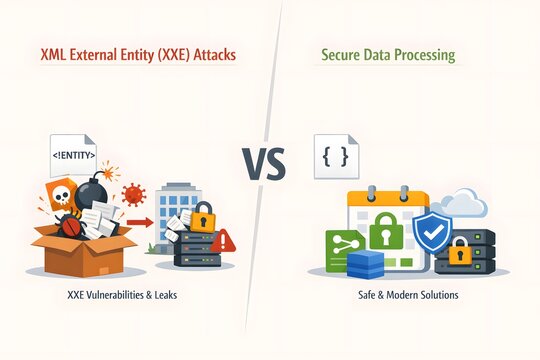 XML External Entity (XXE) Attack Prevention Diagram &ndash; Secure API & XML Security Infographic Template