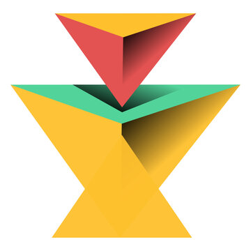 Pyramid triangle 3d apex flat