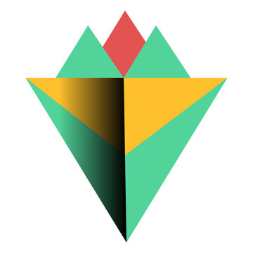 Triangle 3d pyramid apex flat