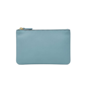 Light blue compact clutch purse with zipper closure for everyday use