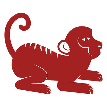 Monkey tail chinese astrology silhouette