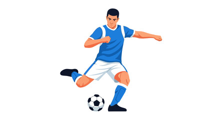 Obraz premium Illustration of a Soccer Player Kicking a Ball on White Background