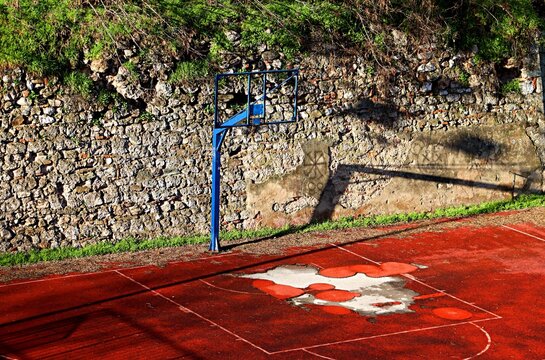 Outdoor basketball court on the grounds of the Ni&scaron; Fortress
