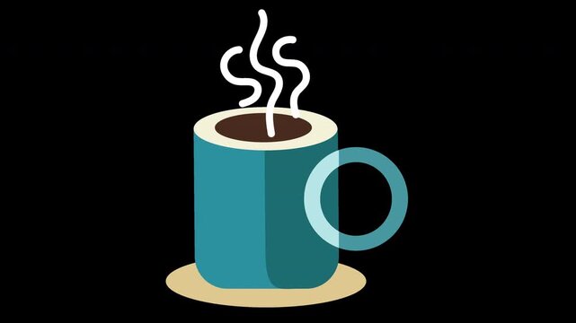 Animated spinning coffee mug with steam