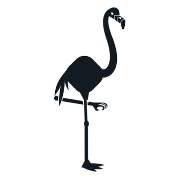 Flamingo beak leg tail detailed silhouette