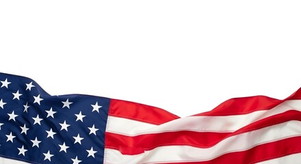 Fototapeta premium Waving american flag with stars and stripes isolated on white background