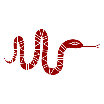 Snake forked tongue twisting long pattern detailed silhouette
