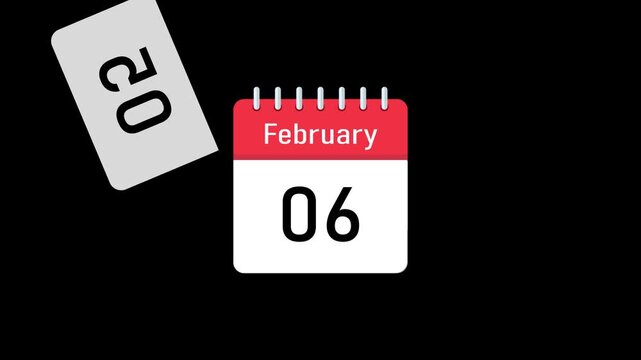 february cycle calendar animation with rapid page flips and full monthly date progression effect. 4k february date stream animation with continuous calendar transitions and dynamic time visualization.