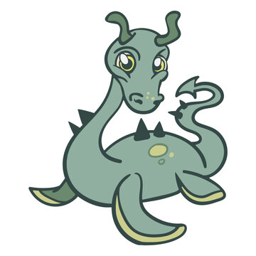 Sea creature plesiosaur illustration