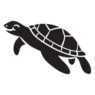 Smiling sea turtle swimming