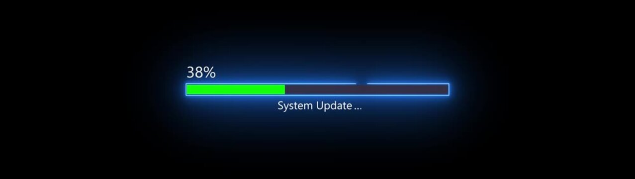 60% System Update bar icon diagrams info graphics animation. Neon loading bar sign background video,4k animation video