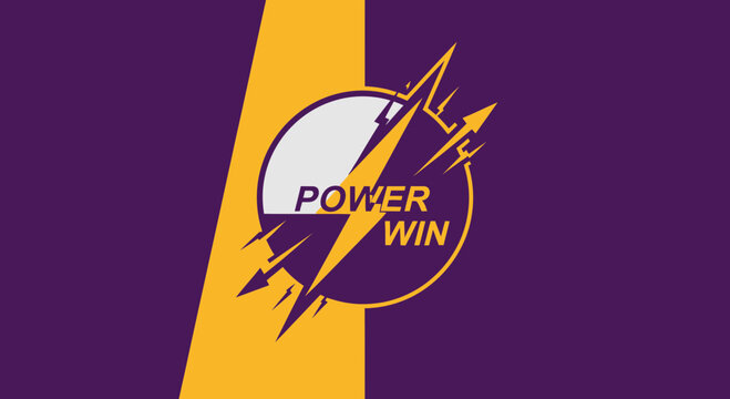 Dynamic Power Win Emblem Exploding With Energy And Speed Vibrant Design