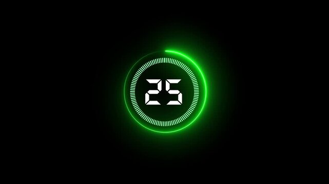 Modern flat design of countdown animation Countdown timer from 30 to 0 seconds real time,waiting 30 second 4K animation video,Glowing neon countdown second with digital clock time.