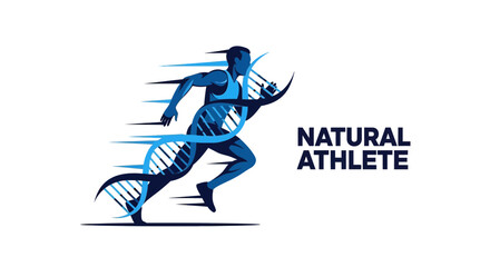 Fototapeta premium Dynamic Runner Merged With Dna Strand Represents Natural Athleticism