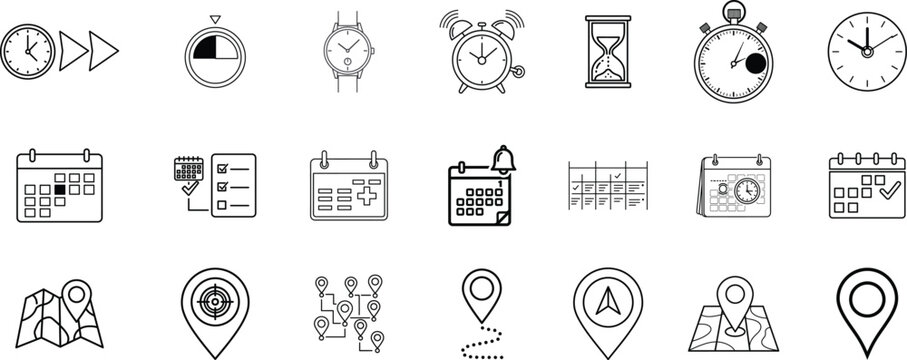 Collection of electrical and electronic component symbols in black and white