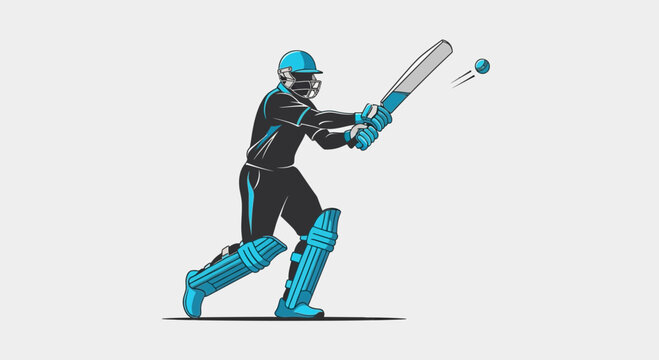 Dynamic Silhouette Of A Cricketer Executing A Powerful Shot