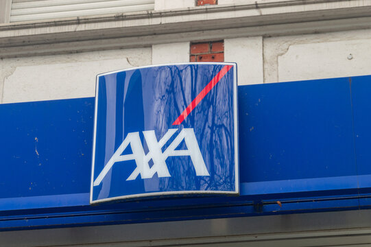 Rheine, Germany - April 5, 2026: Logo of AXA insurence company.