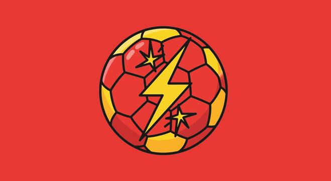 Dynamic Soccer Ball With Lightning Bolt Graphic Design