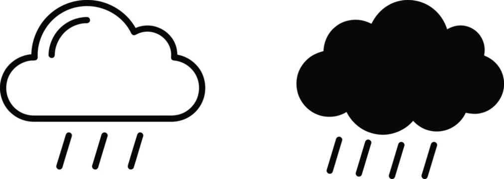 Rainy weather icons with cloud and raindrop illustrations