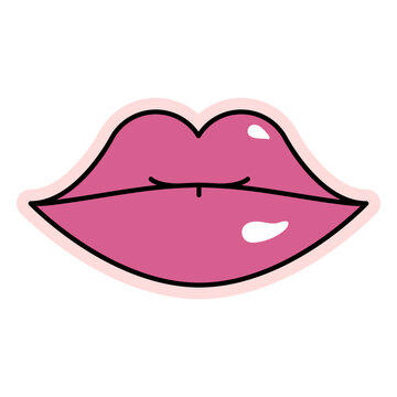 Simple color stroke glossy lips