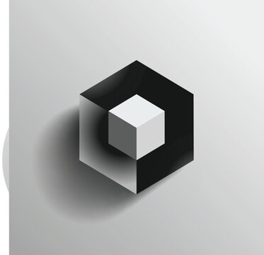 Abstract 3D geometric cube logo design