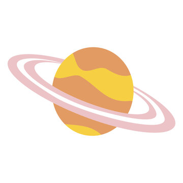 Cute saturn flat drawing