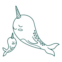 Narwhal baby animal stroke © Vexels