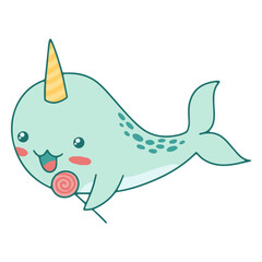 Narwhal lollipop kawaii animal © Vexels