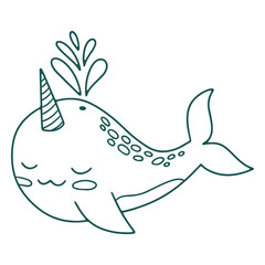Narwhal sea animal stroke © Vexels