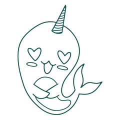 Narwhal love animal stroke © Vexels