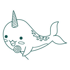 Narwhal lollipop animal stroke © Vexels