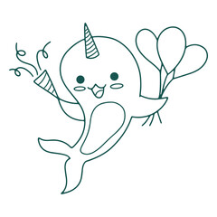 Narwhal birthday animal stroke © Vexels