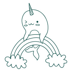 Narwhal rainbow animal stroke © Vexels